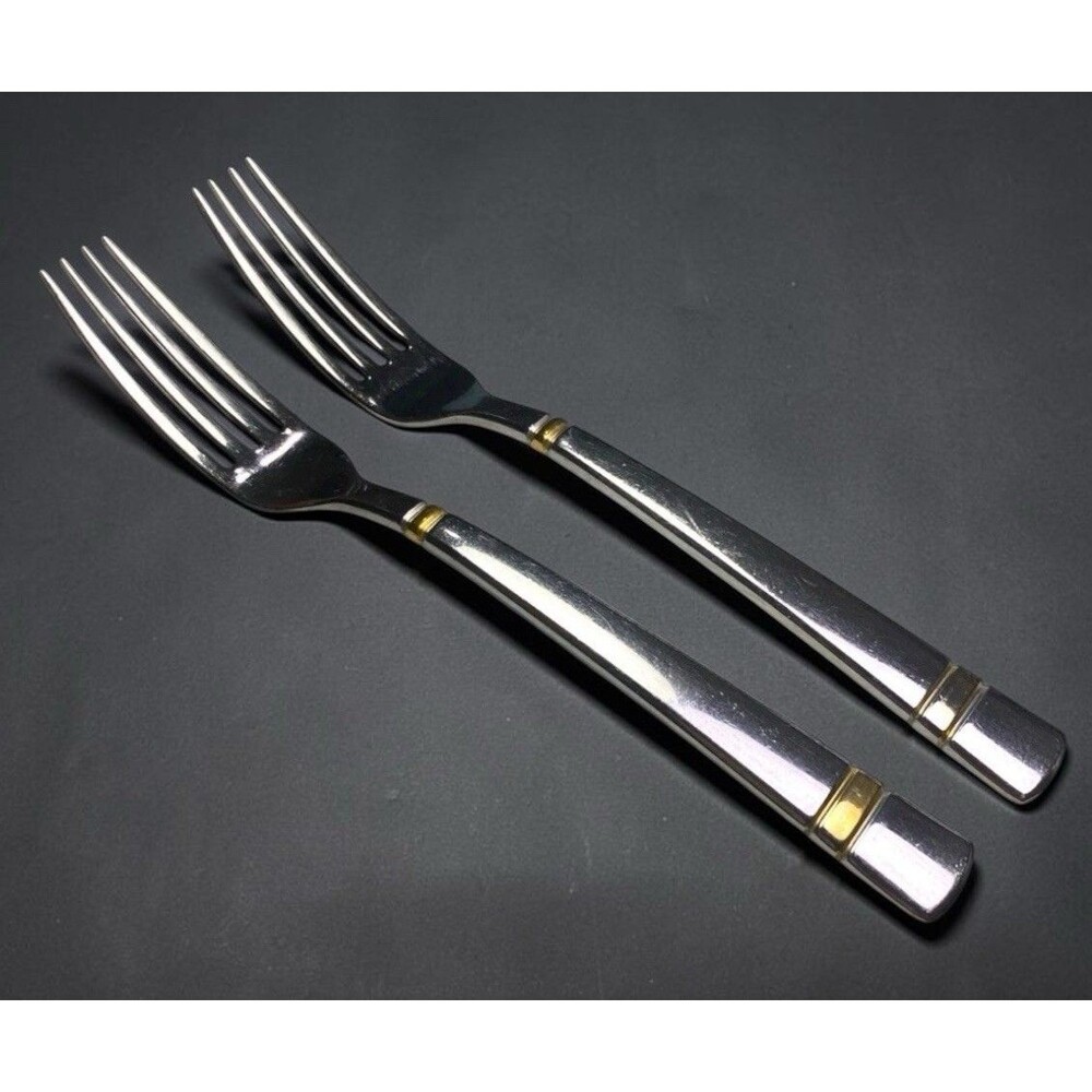 Yamazaki Patrick Chelsea Gold Dinner Forks Set of 2 Stainless Japan 7 3/4”